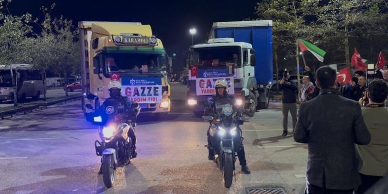 Kocaeli’den yardım tırları Gazze’ye doğru yola çıktı