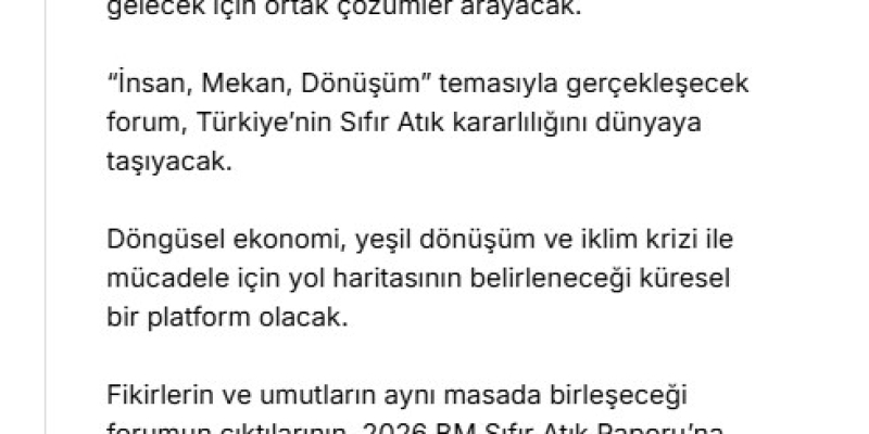 Emine Erdoğan’dan "Sıfır Atık Forumu" paylaşımı: