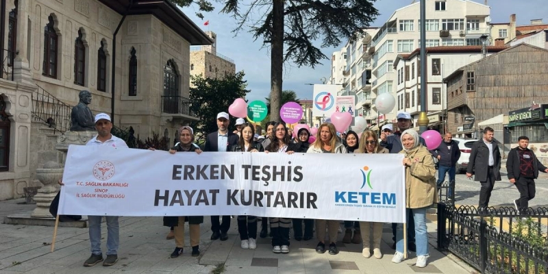 Sinop’ta meme kanseri farkındalık yürüyüşü yapıldı
