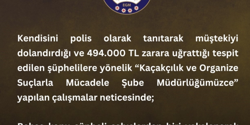 Kendini polis olarak tanıtan dolandırıcı tutuklandı