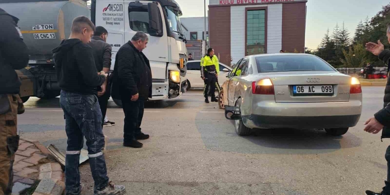 Kulu’da tanker ile otomobil çarpıştı, kaza ucuz atlatıldı