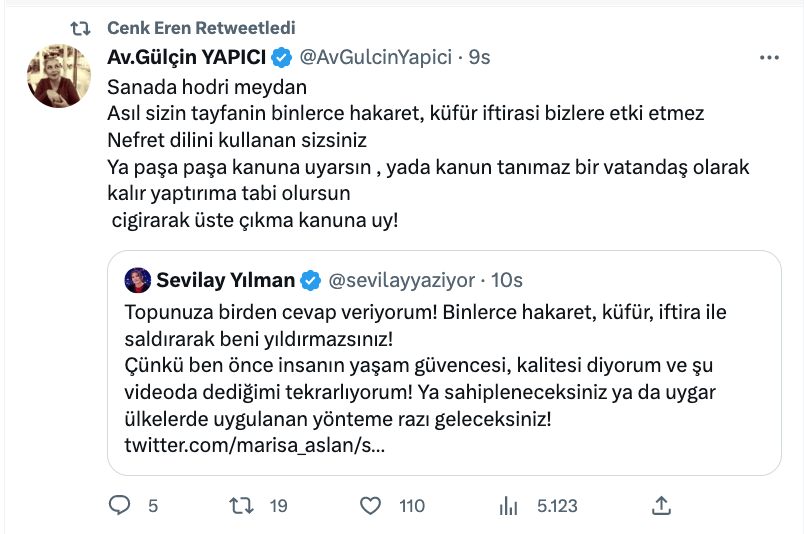 cenk eren den sevilay yilman a sert sozler