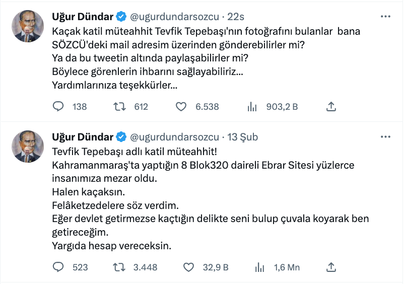 ugur dundar dan ebrar sitesi muteahhiti tevfik tepebasi icin sert sozler