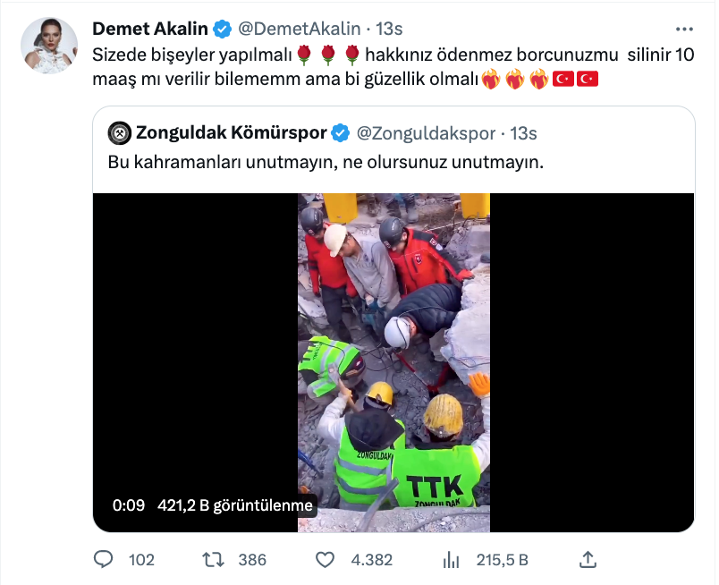 demet akalin dan zonguldakli madenciler icin dikkat ceken istek