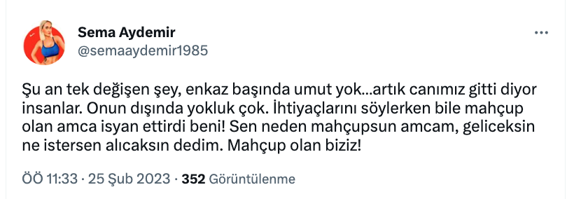 sema aydemir den deprem bolgesi isyani hakkinizi helal edin