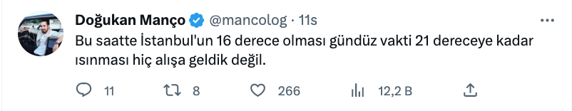 dogukan manco istanbul daki hava sicakligi na dikkat cekti