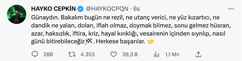 hayko cepkin den cok sert gundem paylasimi sosyal medyada gundem oldu